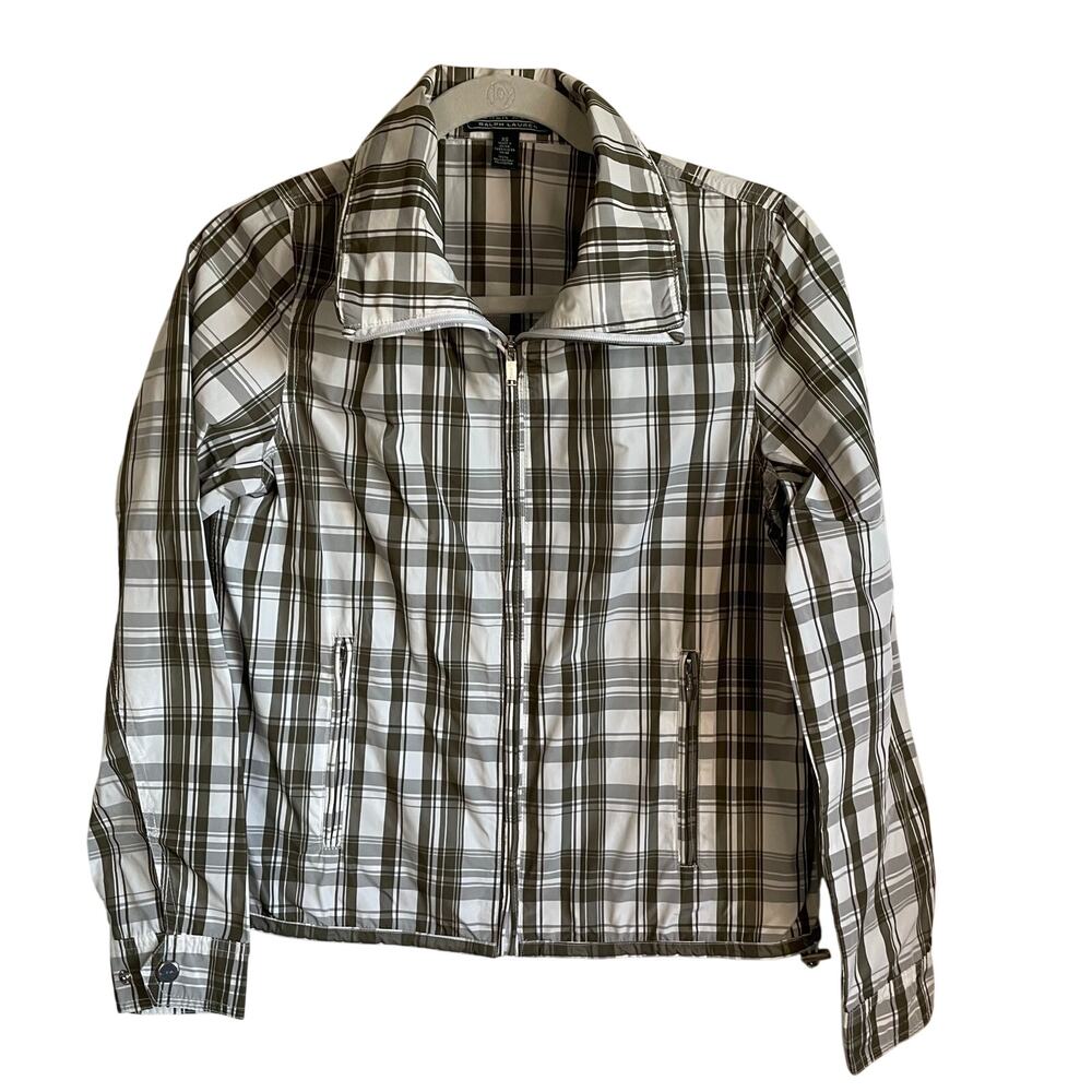 L-RL Lauren Active Plaid Windbreaker Jacket Sz XS Lightweight Zip Front Preppy - Picture 1 of 14